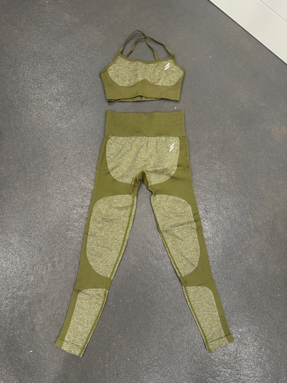 Do You Even Olive Green Seamless Two-Piece Workout Set- size small